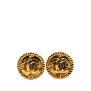CHANEL Authentic Gold Logo Earrings